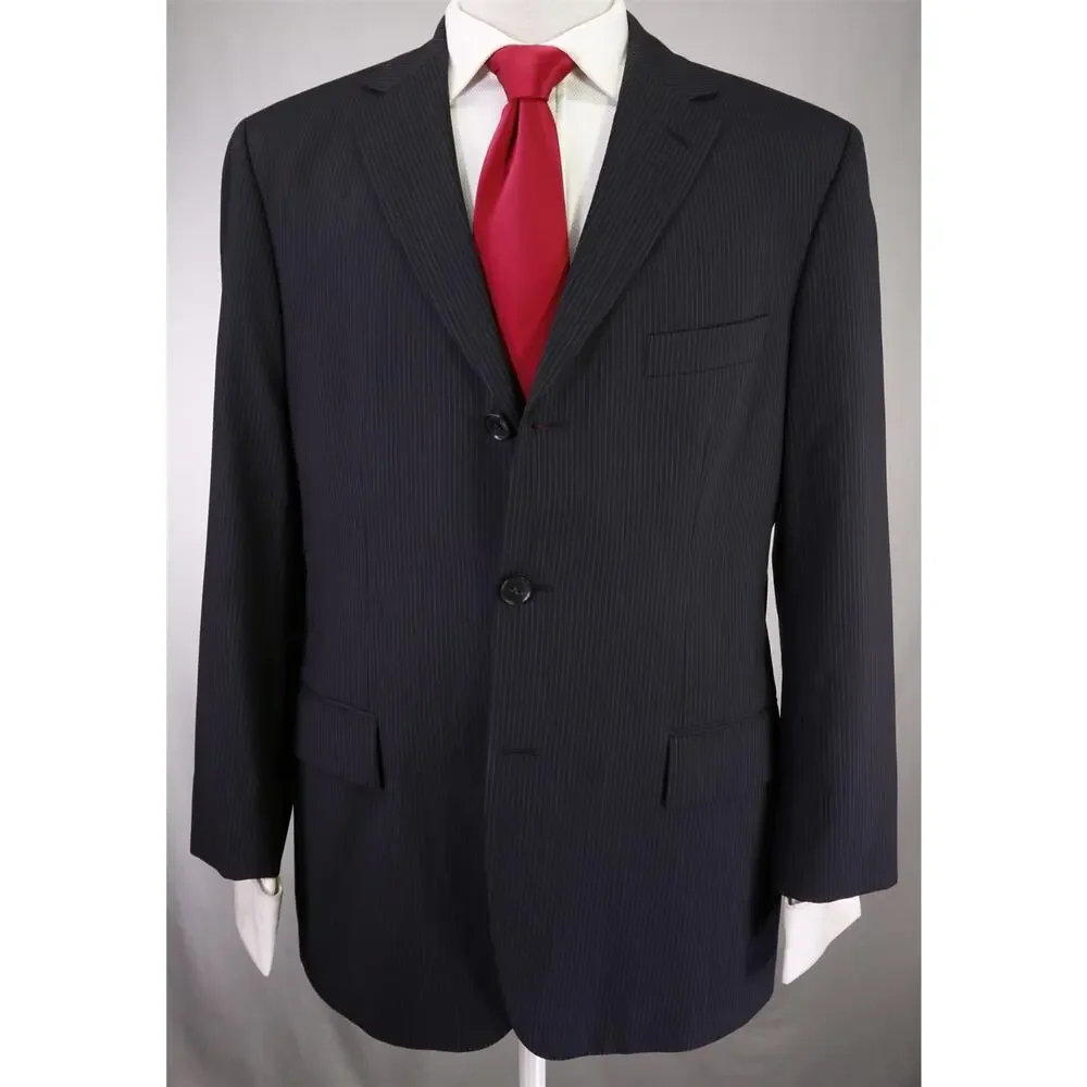 Hugo Boss Black Thin Striped 3-Btn Wool Suit 40S